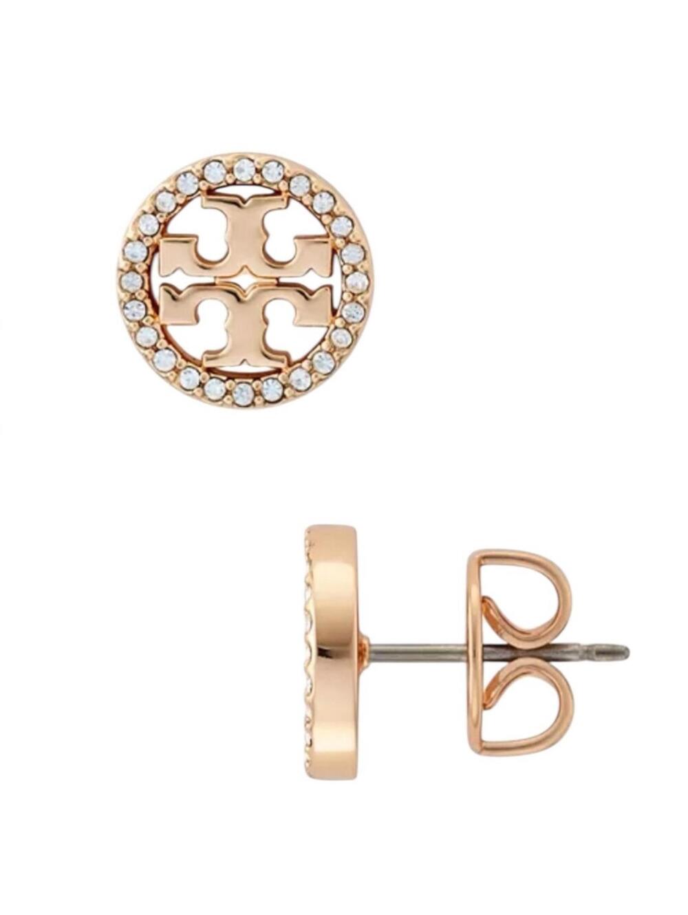 Tory Burch Gold Logo Stud Earrings - Picture 6 of 9